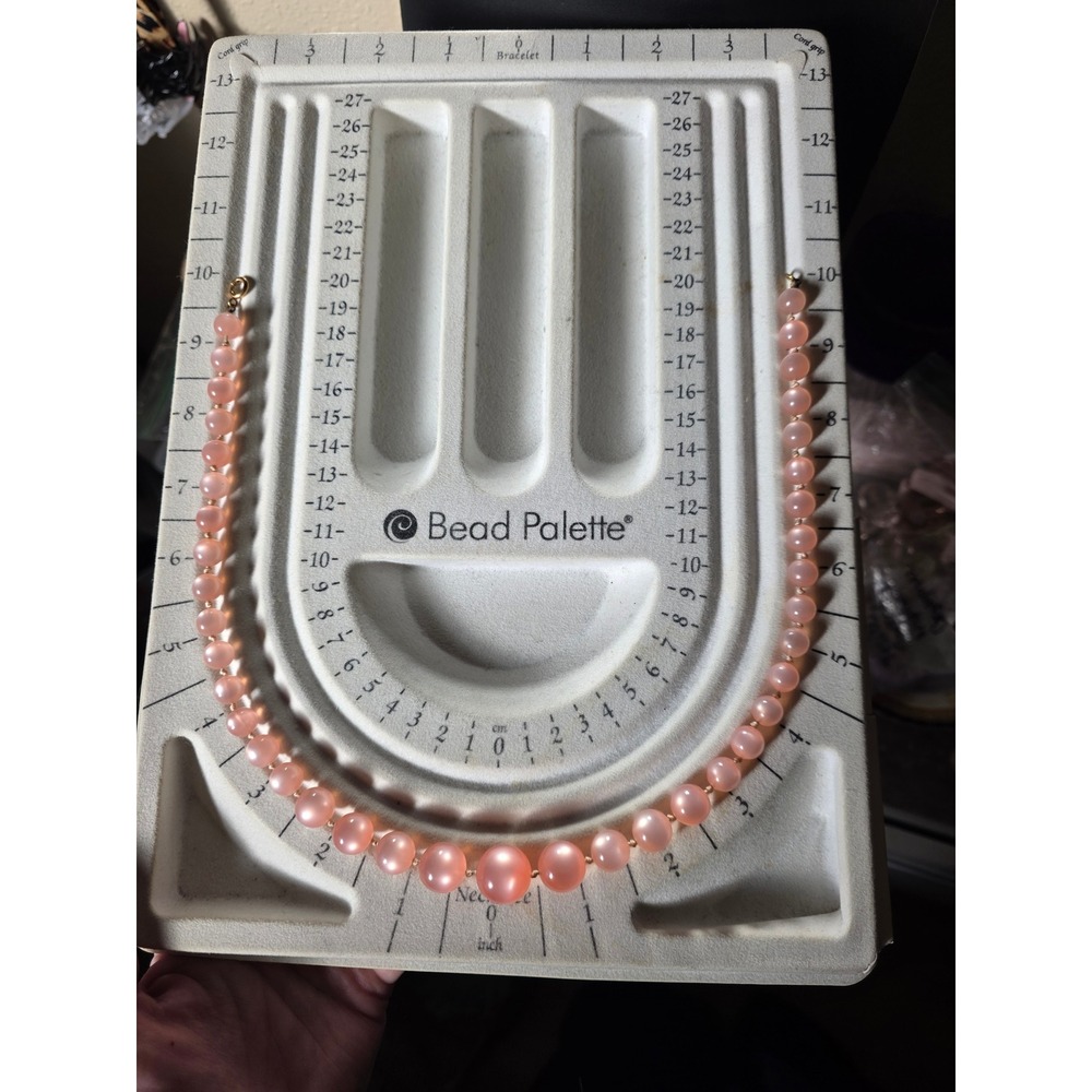 Vintage Pink Moonglow Lucite Graduated Beaded Necklace 18" - Picture 13 of 16